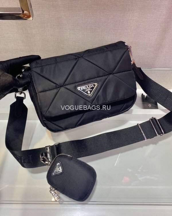 Replica Prada 1BD292 Prada Three In One Nylon Shoulder Bag Black