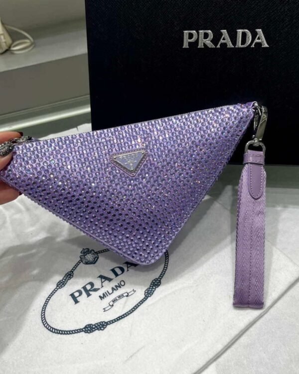 Replica Prada 1NE039 Crystal-studded satin pouch Purple