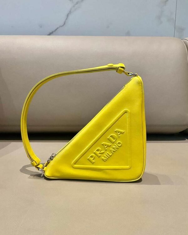 Replica Prada 1NQ043 Triangle leather pouch Yellow