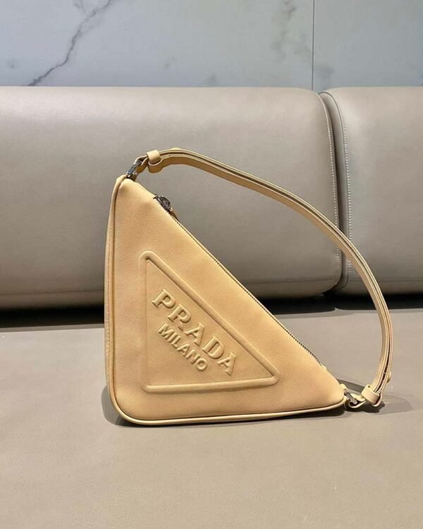 Replica Prada 1NQ043 Triangle leather pouch Apricot