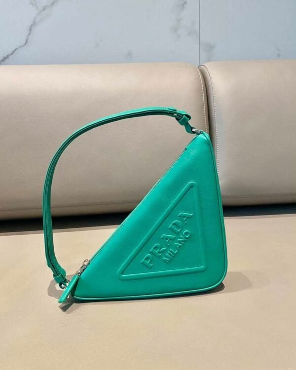Replica Prada 1NQ043 Triangle leather pouch Lake Blue