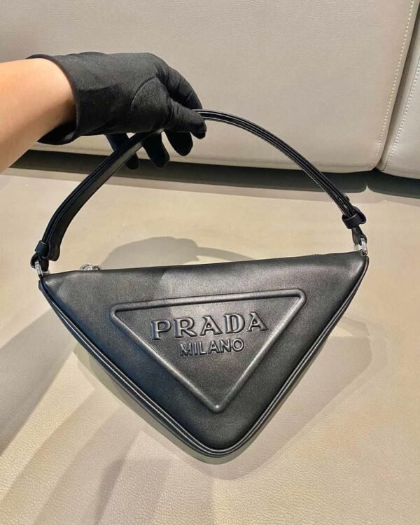 Replica Prada 1NQ043 Triangle leather pouch Black
