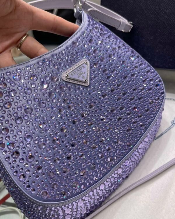 Replica Prada 1BC169 Prada Cleo satin bag with appliqués Purple