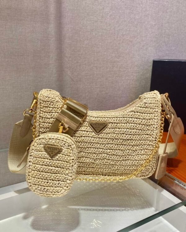 Replica Prada 1BH204 Prada Re-Edition 2005 Raffia Bag in Apricot