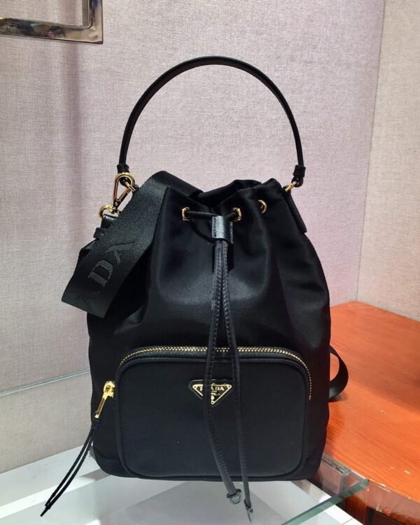 Replica Prada 1BH097 Bucket Jacquard Logo Convertible Medium black