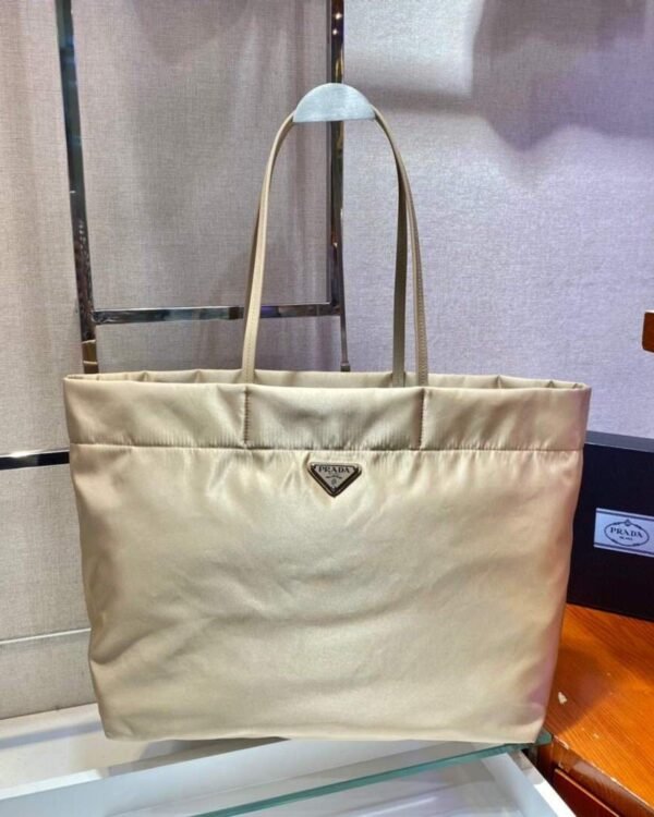 Replica Prada 1BG107 Re Nylon Medium Tote Bag Apricot