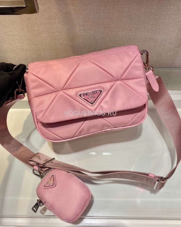 Replica Prada 1BD292 Prada Three In One Nylon Shoulder Bag Pink