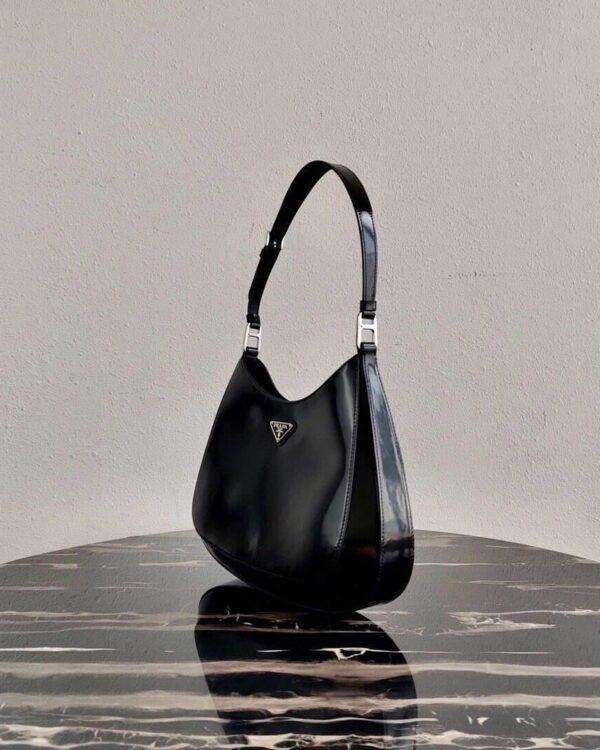 Replica Prada 1BC156 Prada Cleo Brushed Leather Shoulder Bag Black