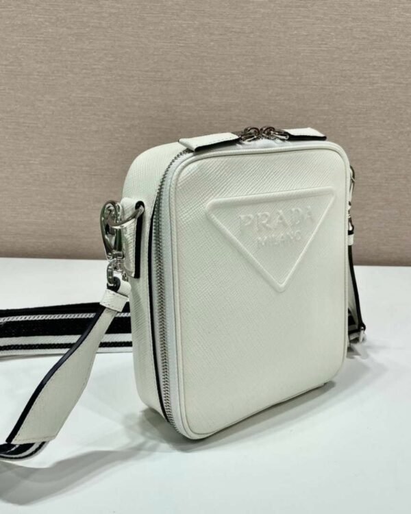 Replica Prada 2VH154 Saffiano leather shoulder bag White