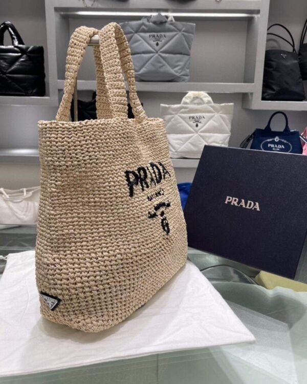 Replica Prada Small Raffia tote bag 1BG422 Apricot