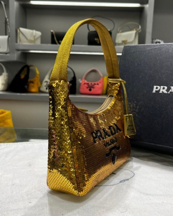Replica Prada 1NE515 Re-Edition 2000 sequined Re-Nylon mini-bag Gold