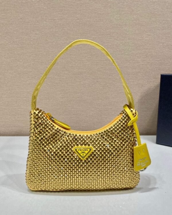 Replica Prada 1NE515 Satin mini-bag with artificial crystals Yellow