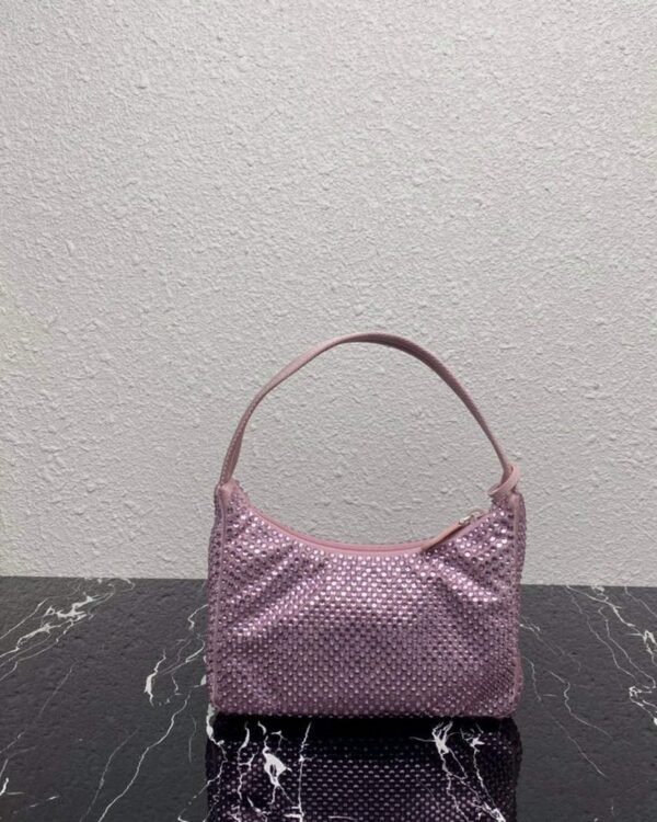 Replica Prada 1NE515 Satin mini-bag with artificial crystals Pink