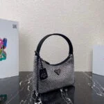 Replica Prada 1NE515 Satin mini-bag with artificial crystals Black