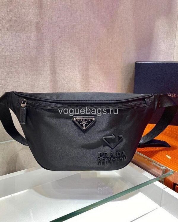 Replica Prada 2VL033 Nylon and Saffiano leather belt Bag in Black