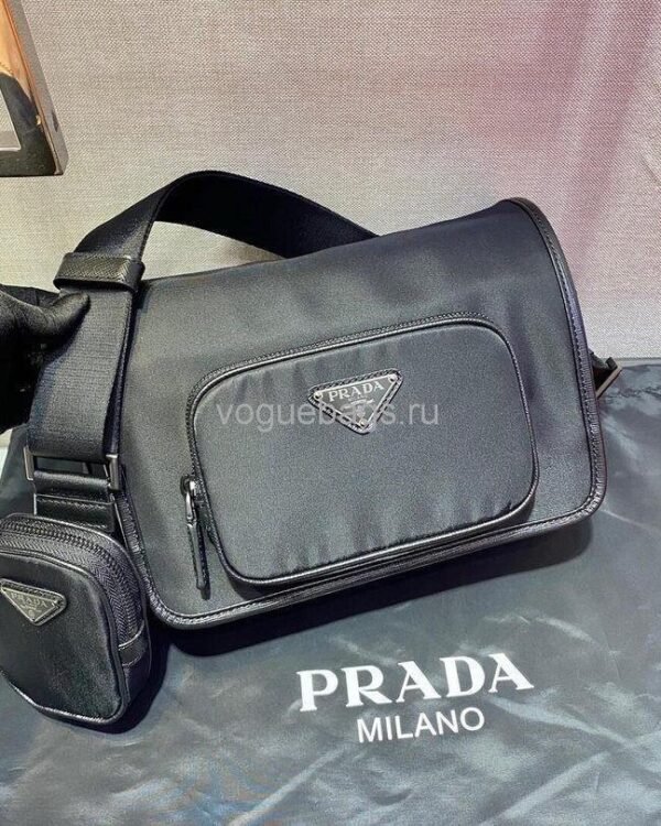 Replica Prada 2VD041 Re Nylon And Saffiano Leather Shoulder Bag in Black