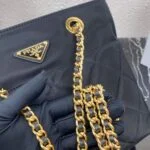 Replica Prada Nylon Vintage Chain Stray Bag 1BD625 Black