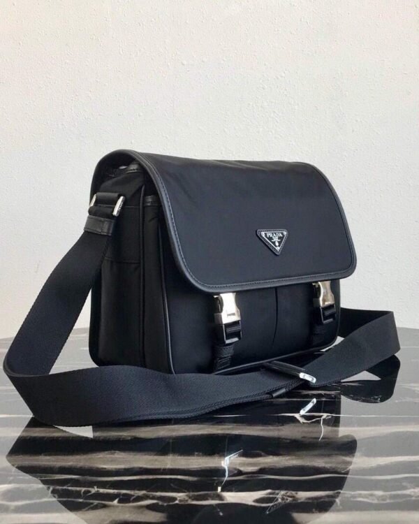 Replica Prada Nylon and Saffiano Leather Bag with Strap 2VD769 Black