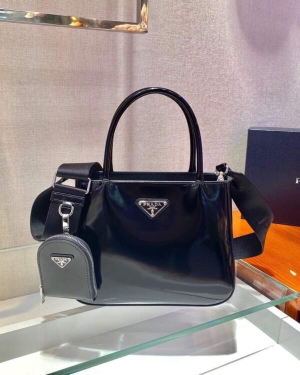 Replica Prada Brushed leather handbag 1BA320 Black