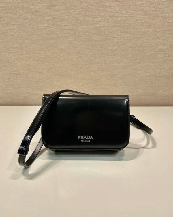 Replica Prada 2VD061 Black Brushed Leather Mini-bag With Shoulder Strap Black