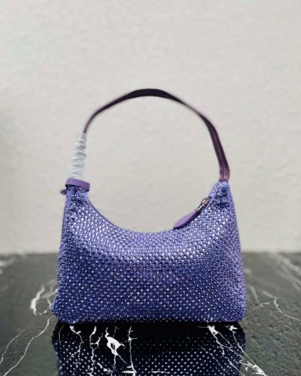 Replica Prada 1NE515 Satin mini-bag with artificial crystals Purple