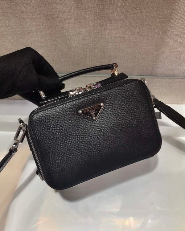 Replica Prada 2VH070 Saffiano Black leather Prada Brique bag
