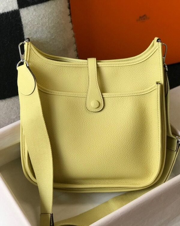 Replica Hermes H083435 Evelyne III 29 Shoulder Bag Silver Hardware Lemon Yellow