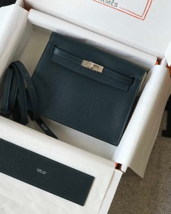 Replica Hermes Kelly Danse 22cm Leather Bag 20354 Dark Green