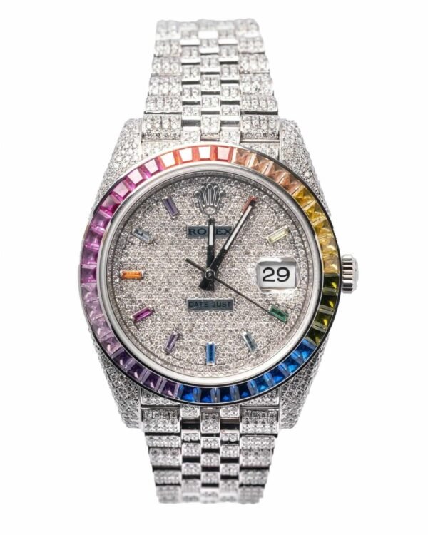 Rolex Datejust 126300 Iced Out Rainbow Replica