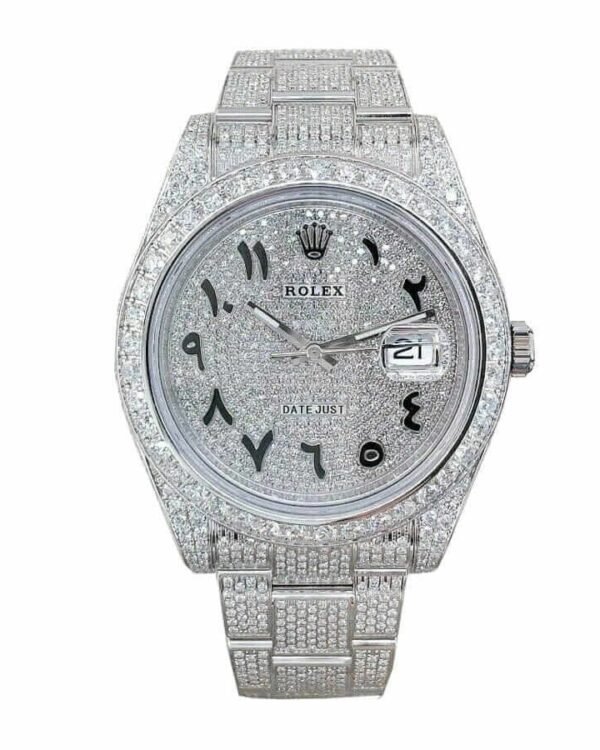 Rolex Datejust 116300 White Gold Diamond Arabic Dial Iced Out Replica