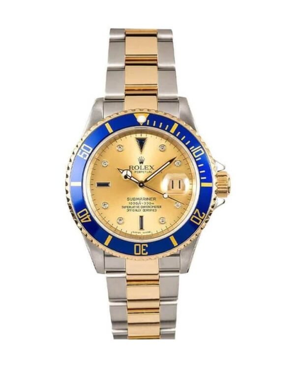 Rolex Submariner Serti Two Tone Stainless Steel Gold Diamond 16613 Replica